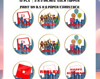 Printable Roblox Cupcake Toppers | Instant Download | Gamer Birthday Decor