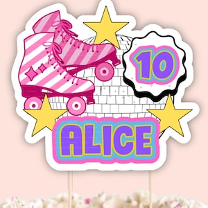 Personalized Roller Skate Cake Topper: Retro Birthday Party Decor (Digital File)