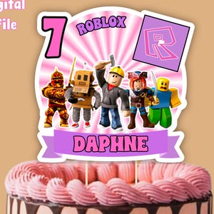 Rosa Roblox Girl Cake Topper: Name & Alter (Digitale Datei)
