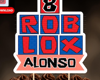 Décoration de gâteau d'anniversaire Roblox personnalisée : décoration de fête de joueur (fichier PDF