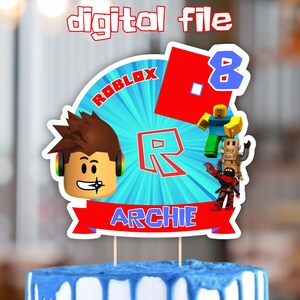 Custom Roblox Cake Topper | Personalized with Name & Age | Printable Decoration for 6-9 Inch Cakes | Birthday Party Supply