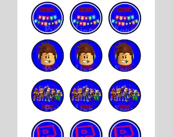 Roblox Verjaardag Cupcake Toppers: Gamer Party Decorations (digitale download)
