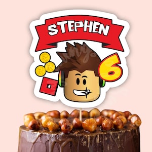 Digital download only – no physical item will be shipped Roblox Birthday Cake Toppers – Customizable Name + Age, Gamer Cake, Cake Topper