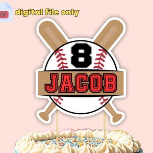 Personalisierter Baseball Cake Topper mit Name und Alter - Perfekt für Baseball Geburtstage & Teamfeiern!