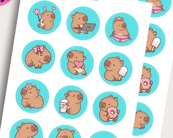 DIGITAL DOWNLOAD Capybara Cupcake Toppers | 12 Instant Download Printables | Fun Party Decor