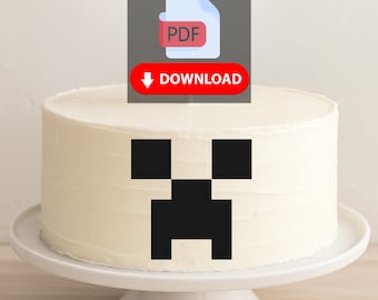 Minecrafter Creeper Cake Topper: Gamer Birthday Emblem (Digital Download, PNG File)