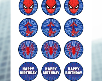 Adornos para cupcakes de Spiderman: Decoración para fiesta de cumpleaños de niño (archivo PDF)