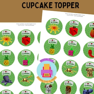 Roblox Grow a Garden Cupcake Toppers | Digital Instant Download | Garden Game Party