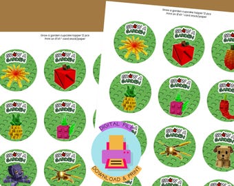 Roblox Grow a Garden Cupcake Toppers | Digital Instant Download | Garden Game Party