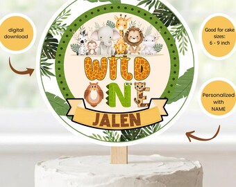 Custom Wild One Cake Topper | Safari Jungle Animals First Birthday (Digital Download)