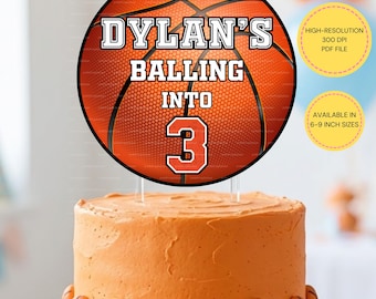 Sports Birthday Party Decor, Slam Dunk, Printable Basketball Topper, Basketball Theme Cake Topper