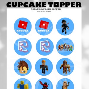 Roblox Cupcake Toppers, Roblox Birthday Topper, Gamer Topper, Instant Download, Digital file, Printable, 2x2 inches, PDF, PNG format
