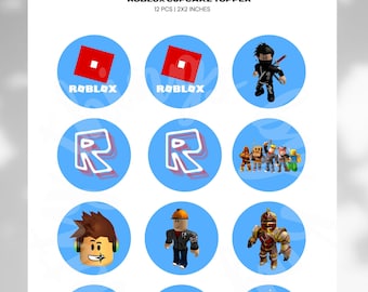 Ozdoby na babeczki Roblox: Urodzinowe przyjęcie gracza (do pobrania cyfrowego)