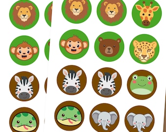 Jungle Safari Cupcake Toppers, Wild One Birthday, Baby Shower Decorations (Digital Download)