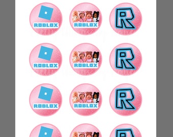 Adornos para cupcakes rosas de Roblox: Fiesta de cumpleaños de niñas (archivo digital)