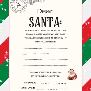 "Brief an den Weihnachtsmann, ""Brief an Nikolaus"", Weihnachtswunschliste, Sofort Download."