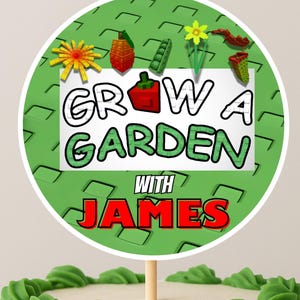 DIGITAL FILE not Physical item, Grow a Garden Cake Topper - Custom Name, good for 5 to 9 Inch Cakes