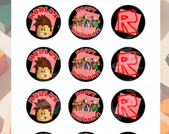Roblox Verjaardag Cupcake Toppers: Gamer Party Decorations (digitale download)