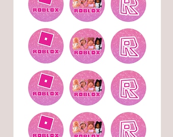 Pink Glitter Roblox Cupcake Toppers (Digital file)