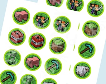 Minecrafter Cupcake Topper, Gamer Toppers, Birthday Topper, Digital, Instant Download, 2x2 size