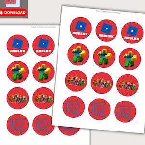 Roblox Cupcake Topper Printable – 12 PCS | 2x2 Inch Round Toppers | Instant Download PNG/PDF