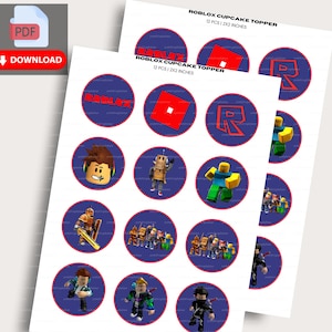 DIGITAL FILE Not Physical Item - Roblox Cupcake Toppers, Roblox Birthday Topper, Gamer Topper, Themed Party, Birthday Favor 2x2 inch