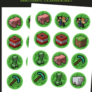 Minecrafter Party, Minecrafter Cupcake Topper, Gamer Toppers, Birthday Topper, Digital, Instant Download, 2x2 size