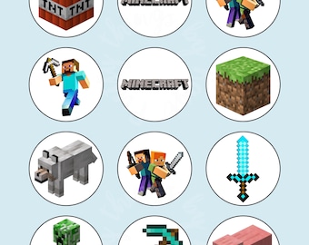 Minecrafter Cupcake Topper, Minimalist, Gamer Toppers, Birthday Topper, Digital, Instant Download, PNG, PDF file
