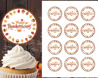 Thanksgiving Cupcake Toppers Digital File | Versatile Printable for Tags, Stickers, Cookies & Gifts | Instant Download