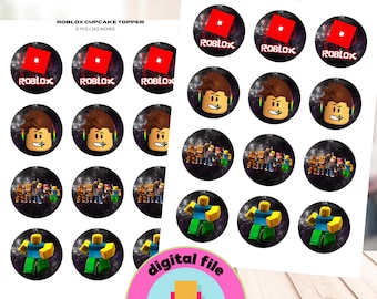 Printbare ROBLOX cupcake toppers – 12 stuks | Ronde toppers van 5 x 5 cm | Direct te downloaden als PDF