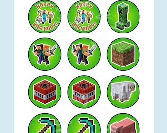 Gamer Toppers, Minecrafter Cupcake Topper, , Birthday Topper, Digital, Instant Download, PNG, PDF file