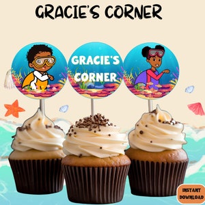 Gracies Corner Cupcake Toppers, Shark, Instant Download, 2x2 inches, PDF file, PNG file