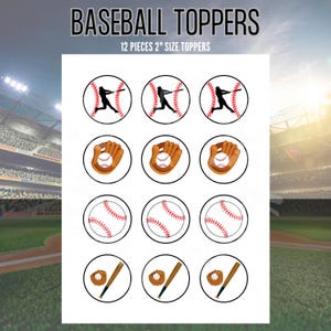 Adornos para cupcakes de béisbol (archivo PDF y PNG)