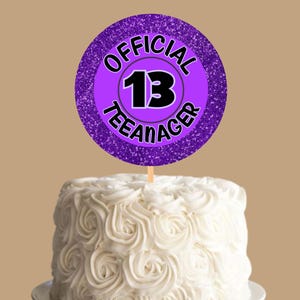 Purple Official Teenager Cake Topper for a Perfect Celebration! 13th Birthday Cake Topper, Instant Download