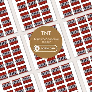 Topo de Cupcake TNT Acessível para Festa Minecrafter | Decoração Divertida e Única para Celebrações Temáticas de Jogos