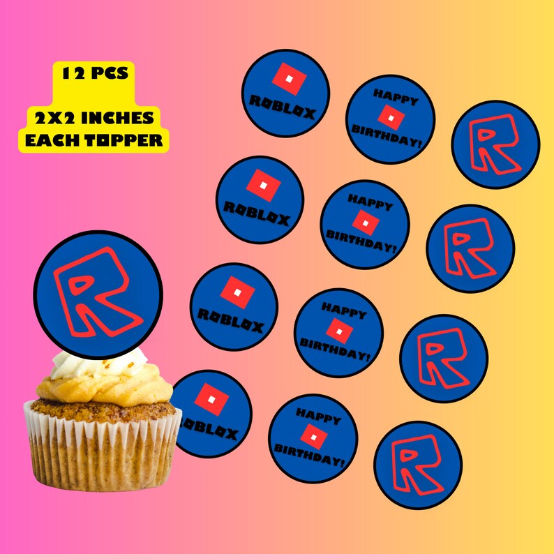 Roblox Cupcake Toppers, Roblox Birthday Topper, Gamer Cupcake Topper, Themed Party, Birthday ...