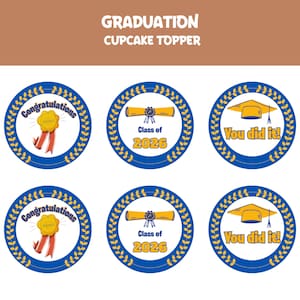 Class of 2026 cupcaketoppers – Afstudeerfeest afdrukbaar, direct downloaden