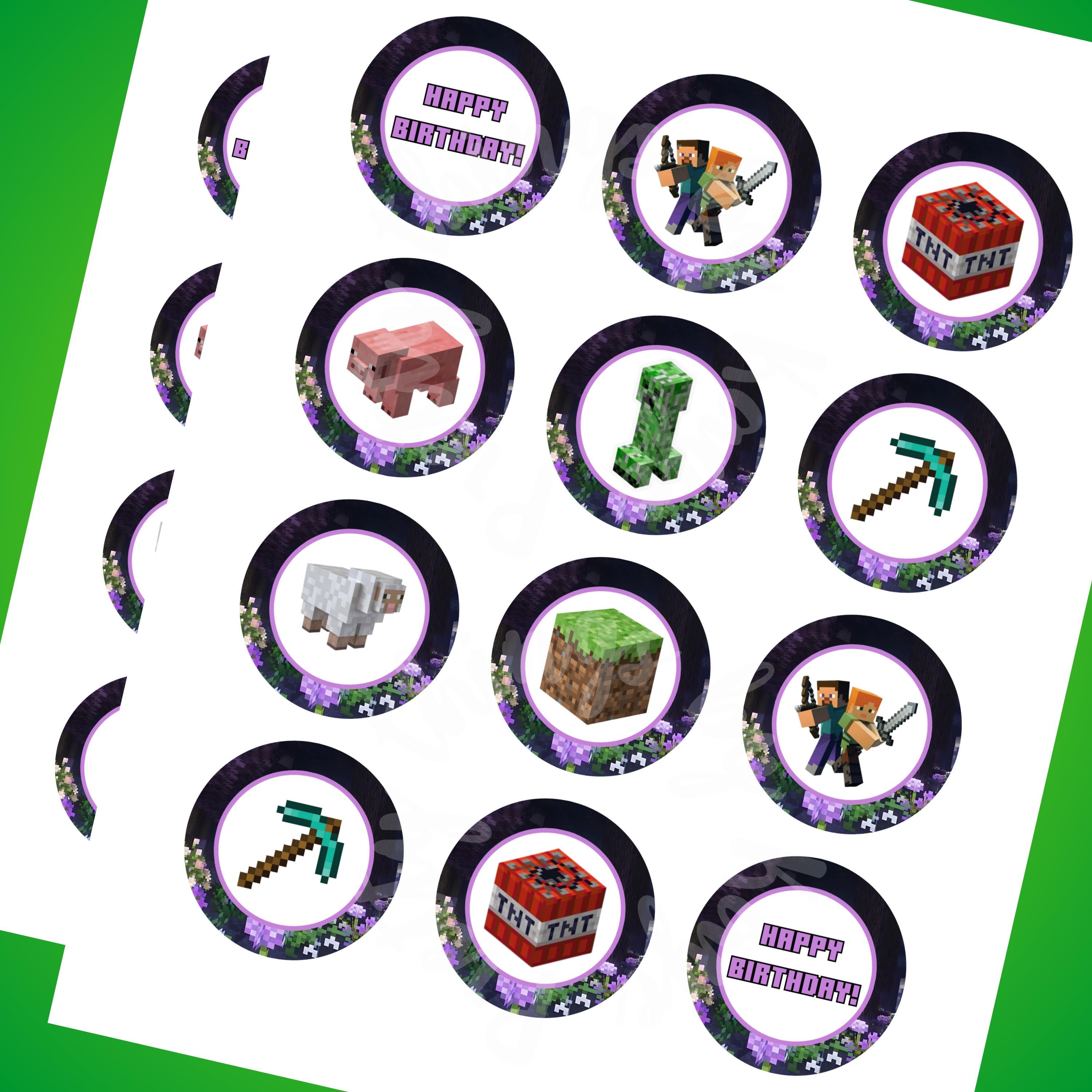 Purple Minecraft Cupcake Toppers
