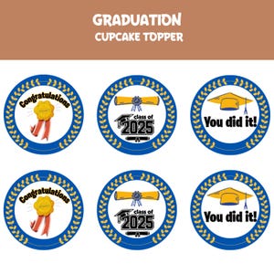Klasse von 2025 Cupcake Toppers - Abschlussfeier bedruckbar, Instant Download