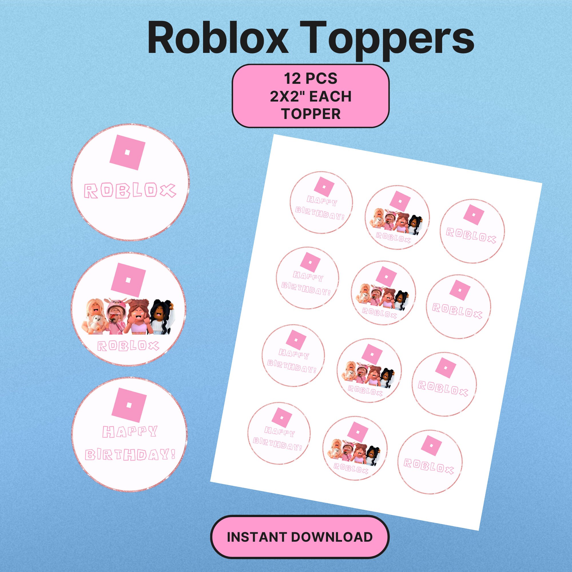 Roblox Cupcake Toppers, Roblox Birthday Topper, Gamer Cupcake Topper, Themed Party, Birthday ...