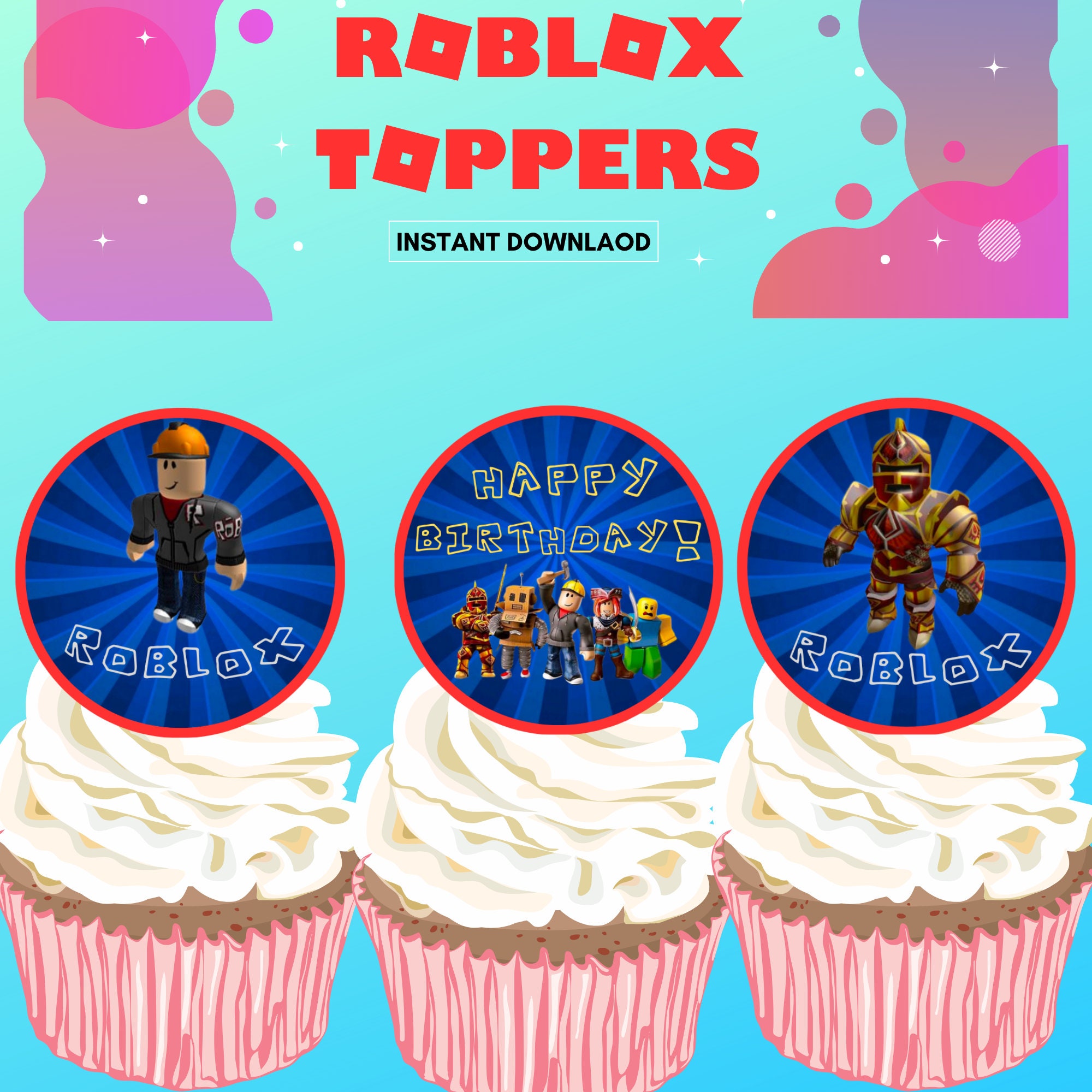 Roblox Cupcake Toppers, Roblox Birthday Topper, Gamer Cupcake Topper, Themed Party, Birthday ...