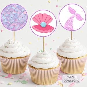 Mermaid Cupcake Toppers: Under the Sea Party (Instant Download)