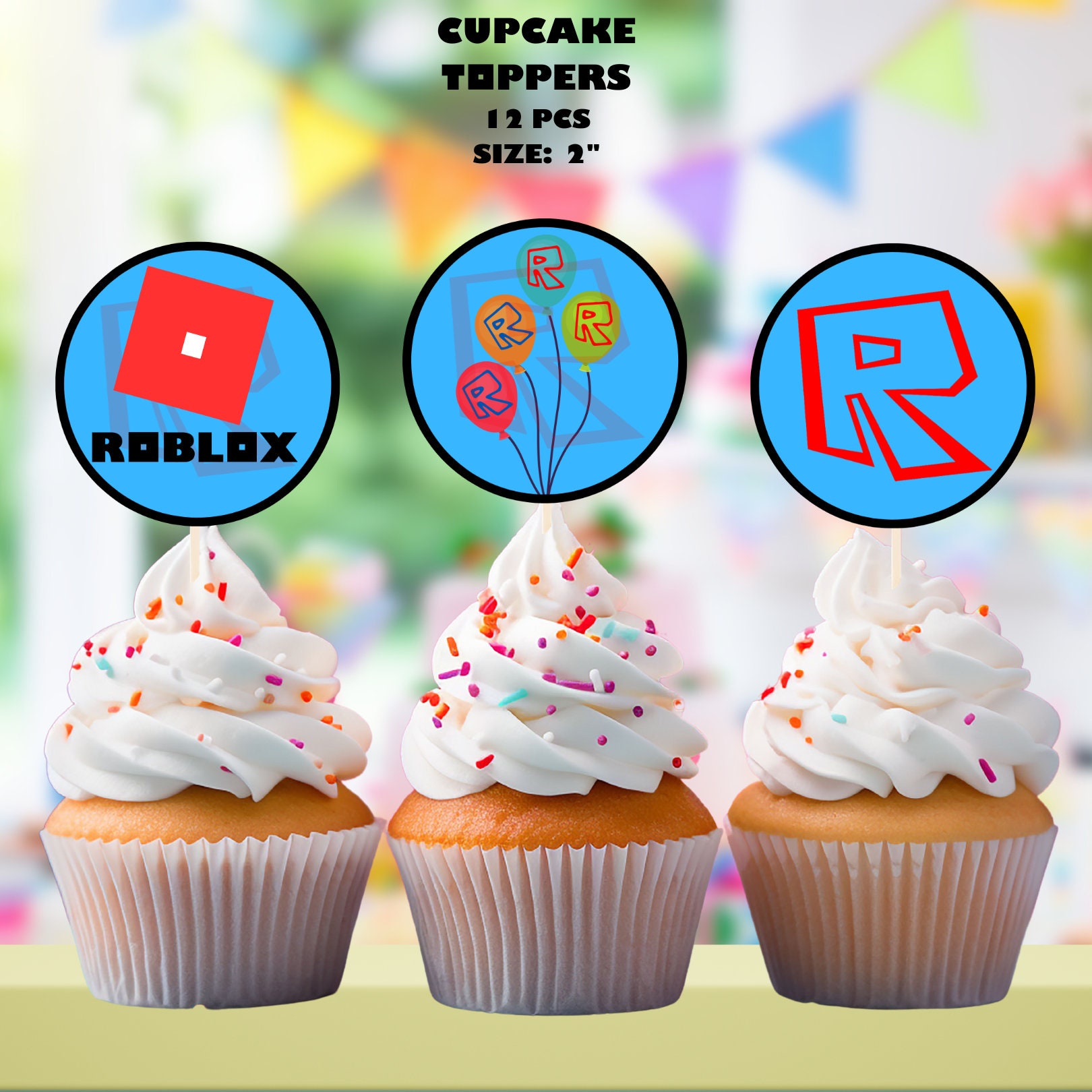 Roblox Cupcake Toppers, Roblox Birthday Topper, Gamer Cupcake Topper, Themed Party, Birthday ...