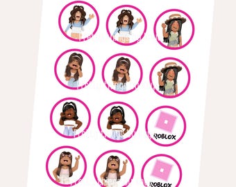 Adornos rosas para cupcakes de Roblox para niñas: Imprimibles para fiestas de cumpleaños (Archivo digital)