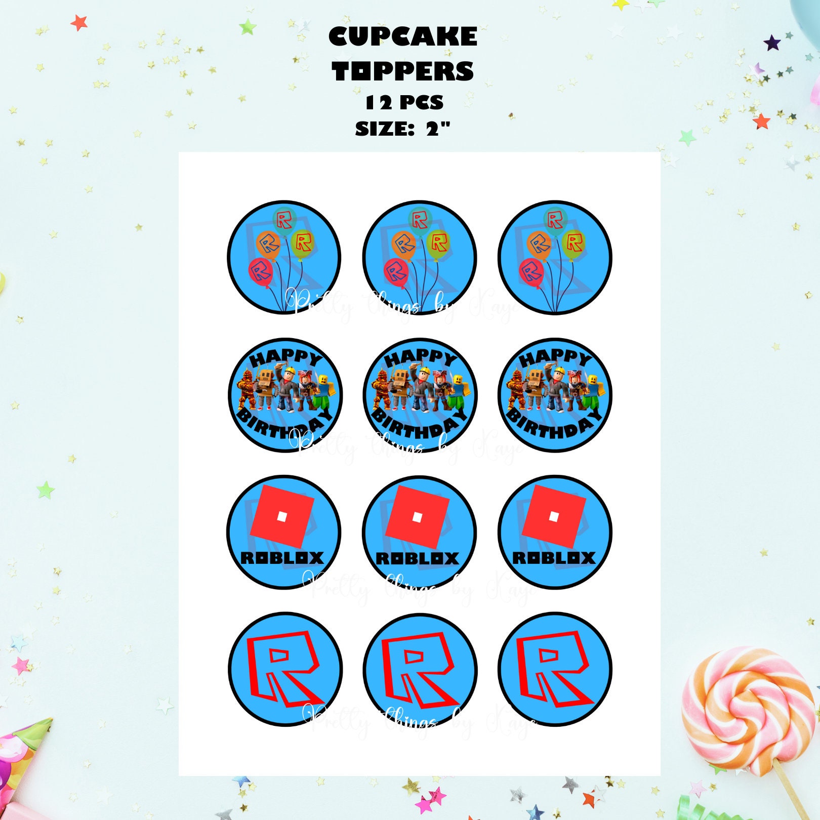 Roblox Cupcake Toppers, Roblox Birthday Topper, Gamer Cupcake Topper, Themed Party, Birthday ...
