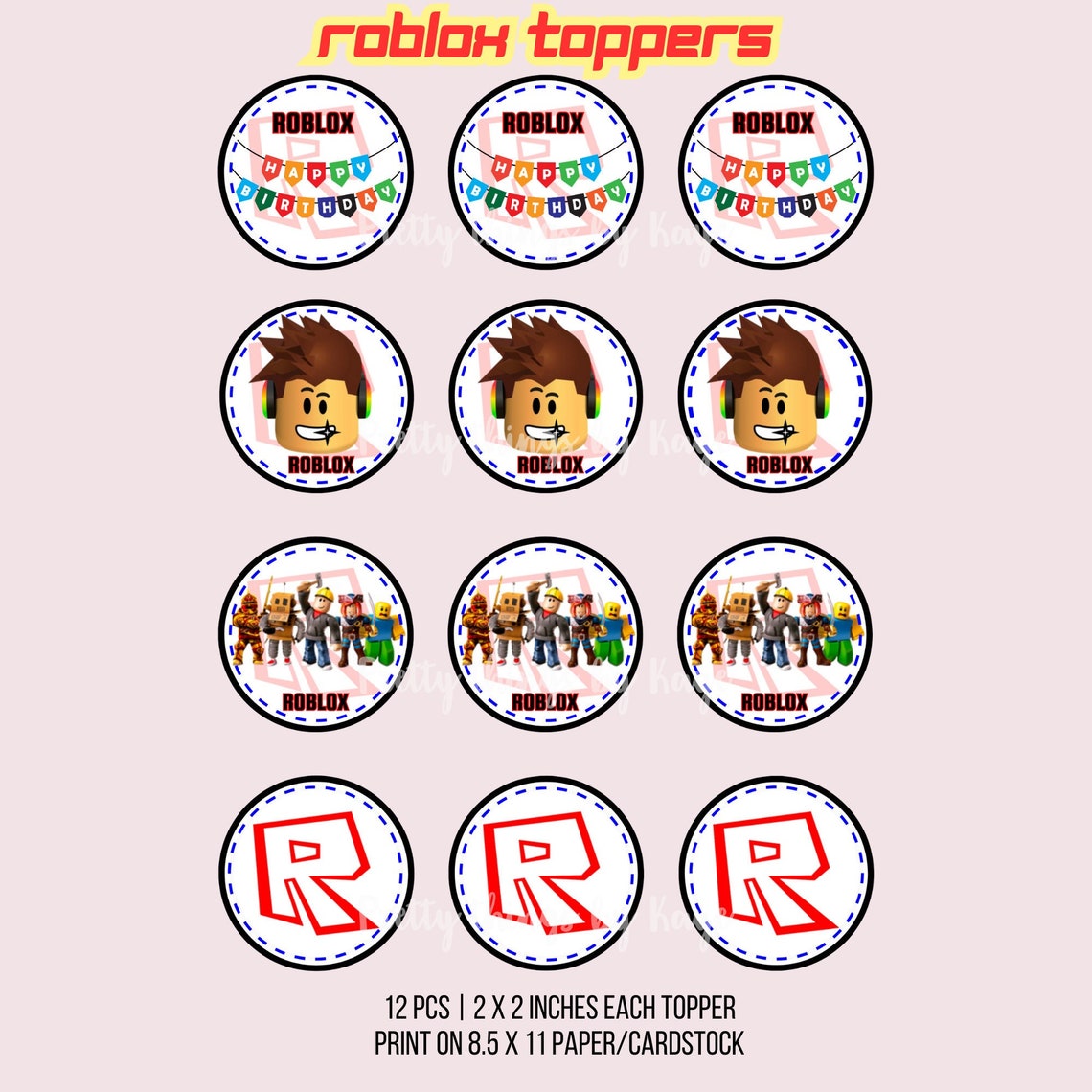 Roblox Cupcake Toppers, Roblox Birthday Topper, Gamer Cupcake Topper, Themed Party, Birthday ...