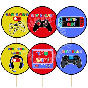 Gamer Cupcake Topper, Printable, Birthday Topper, Digital, Instant Download, PNG, PDF file