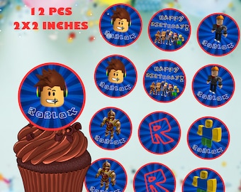 Roblox Cupcake Toppers: Gamer Birthday Party Decorations (Printable, 2x2 inches)