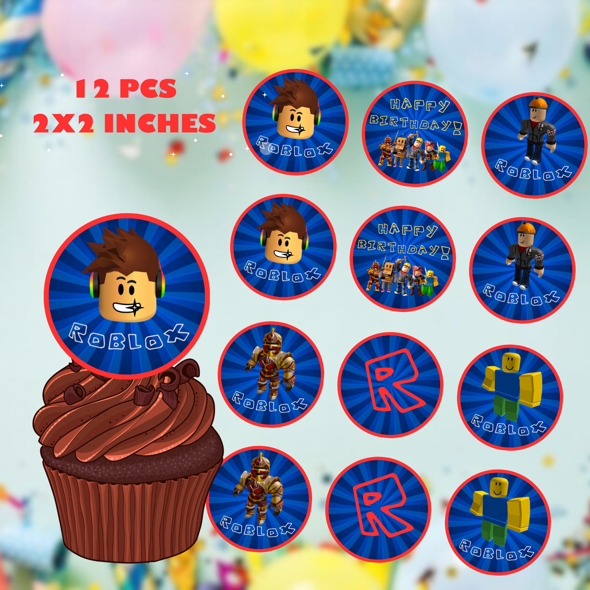 Roblox Cupcake Toppers, Roblox Birthday Topper, Gamer Cupcake Topper, Themed Party, Birthday ...