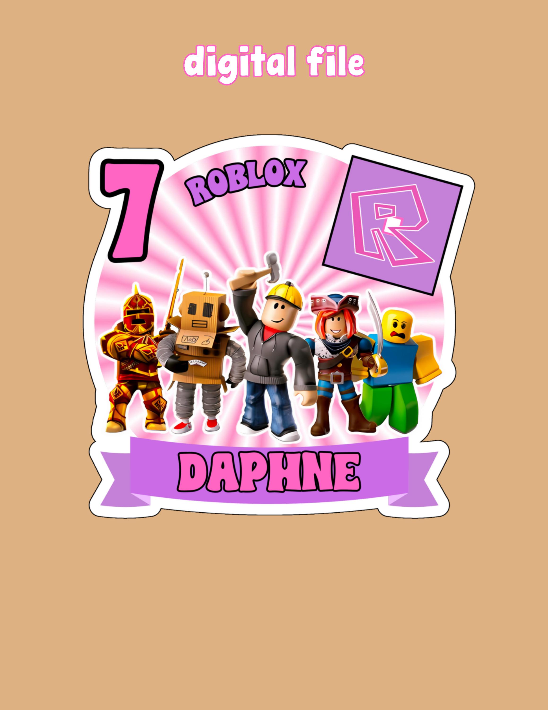 Personalized Pink Roblox Cake Topper – Handmade, Reusable, With Your Name And Age!